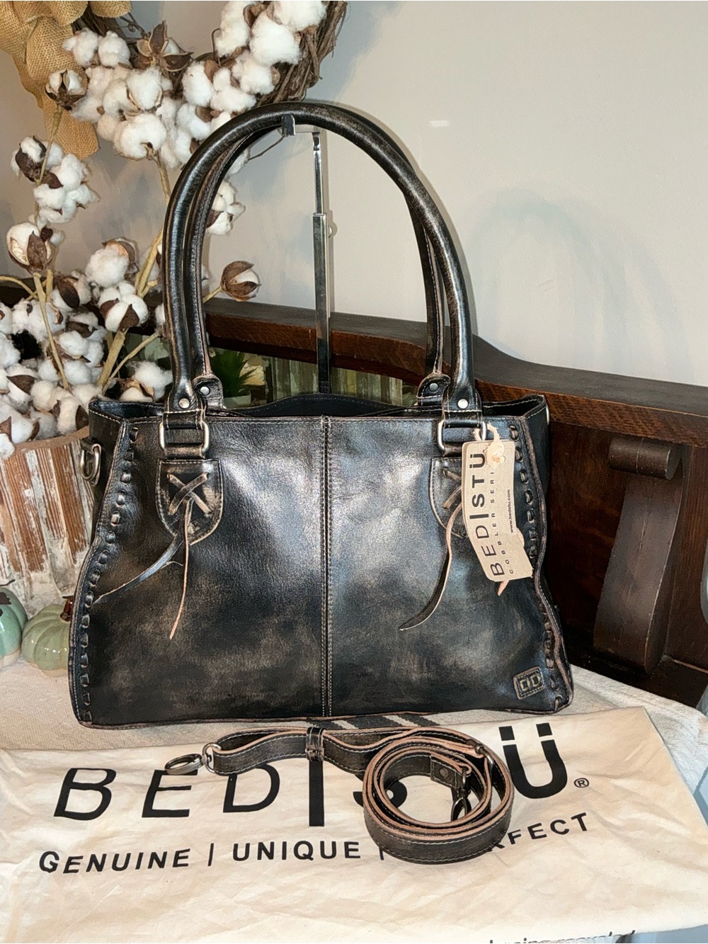 NWT Bed Stu Rockababy Satchel Shoulder Crossbody Black Hand Wash MSRP $295